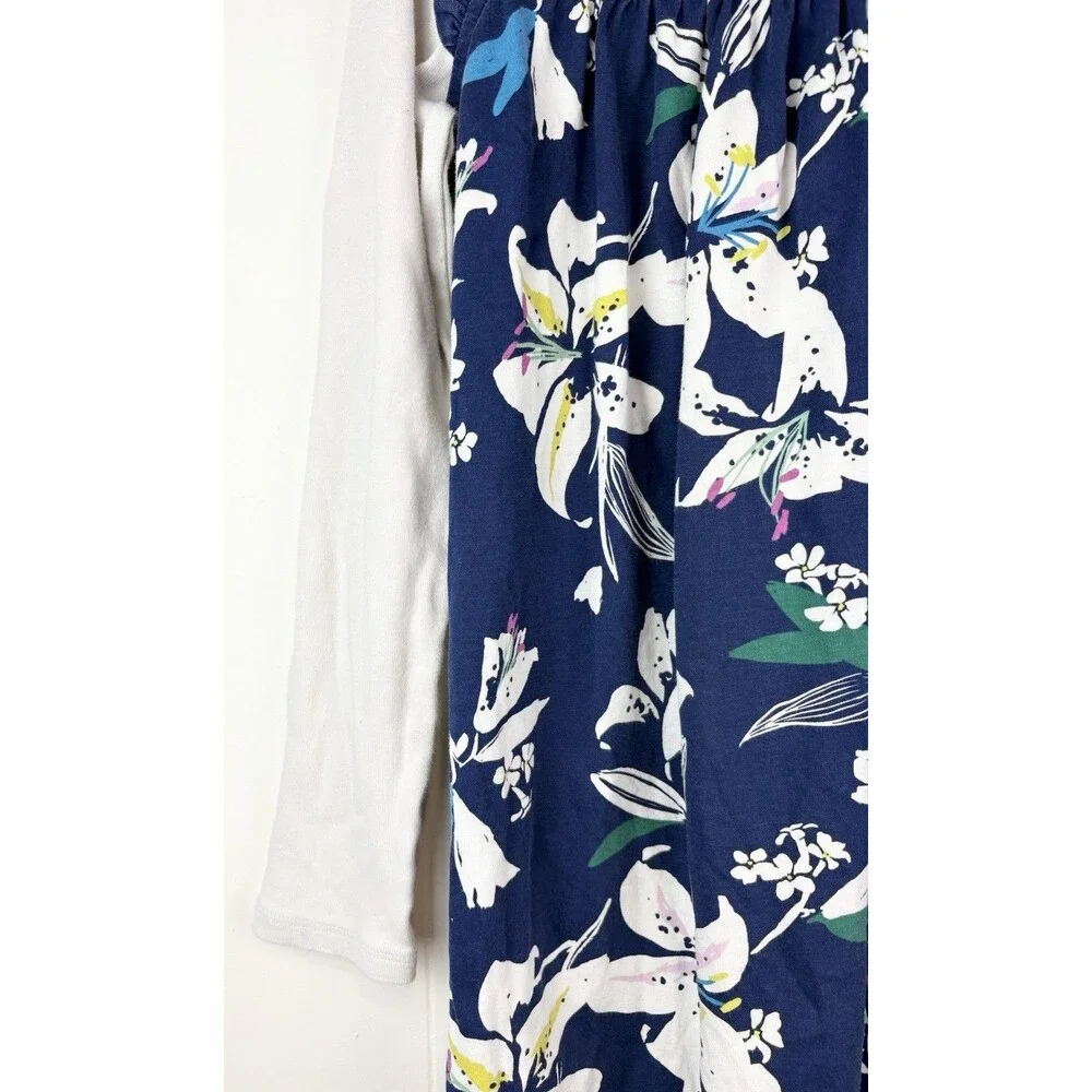 Tea Collection Dress 10 Long Sleeve Floral Navy Blue Fall Winter